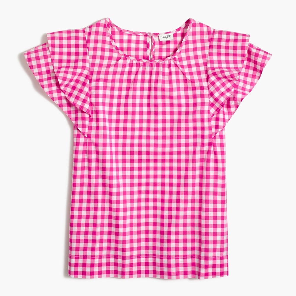 J. Crew Gingham Flutter Top